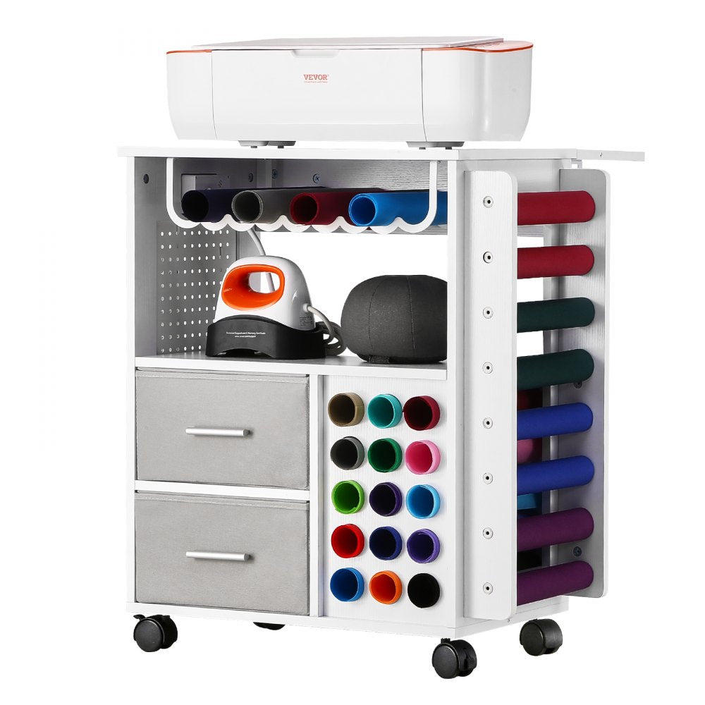 C240405S-01 - Versatile Rolling Craft Cart with Charging Station and 15 Vinyl Holders