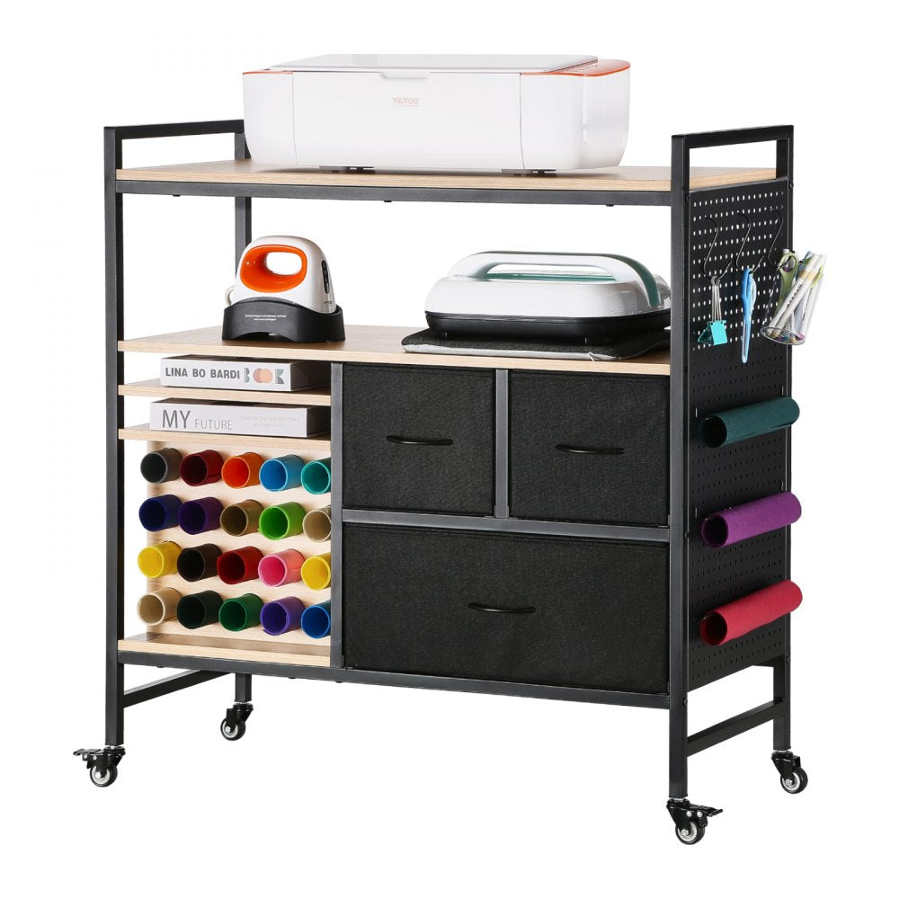 C240407S-01 - Versatile Rolling Craft Cart with 3 Drawers & 20 Vinyl Holders