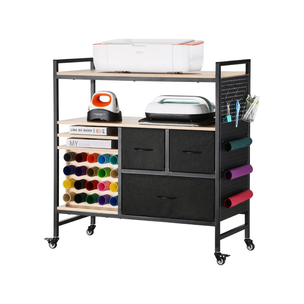 C240407S-01 - Versatile Rolling Craft Cart with 3 Drawers & 20 Vinyl Holders