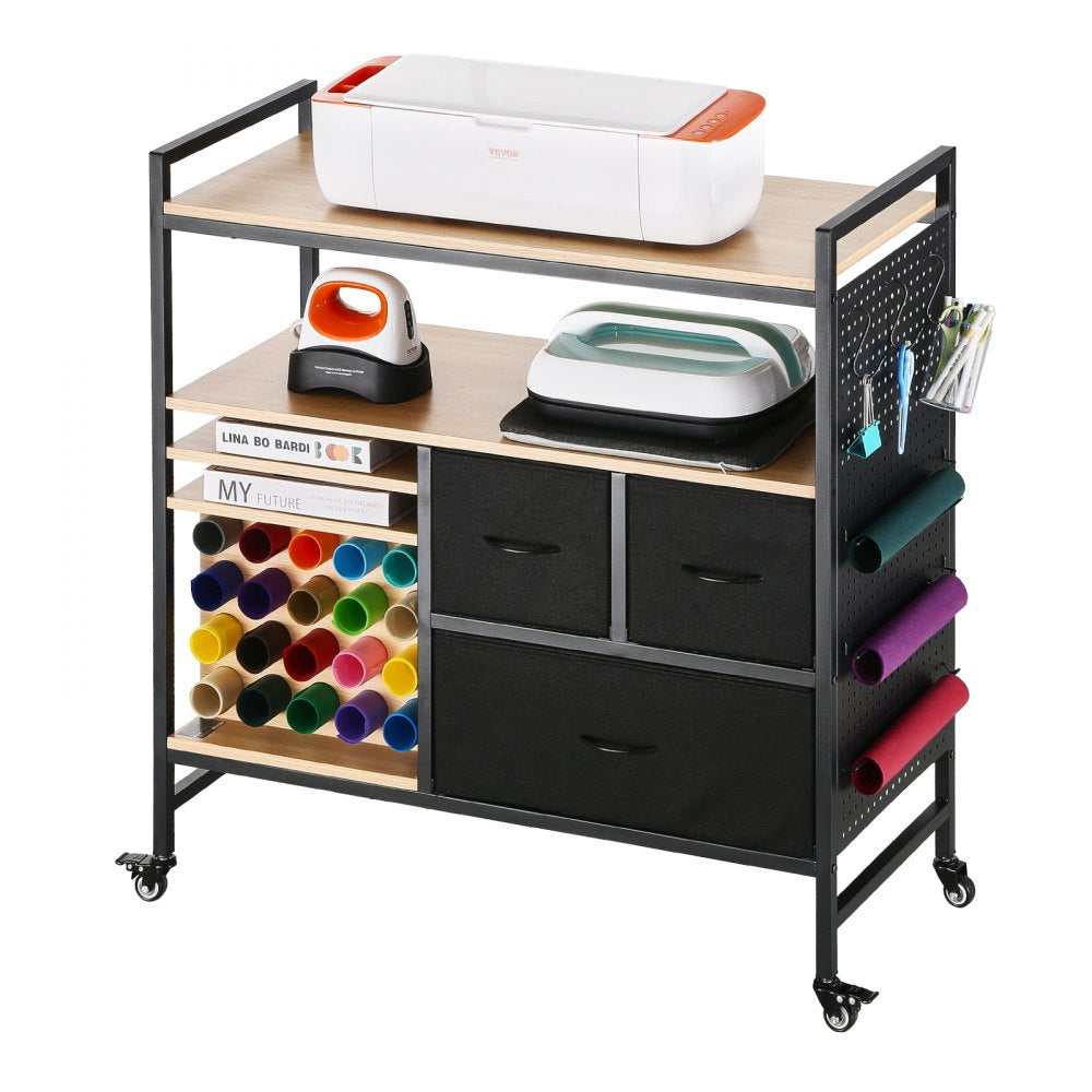 C240407S-01 - Versatile Rolling Craft Cart with 3 Drawers & 20 Vinyl Holders