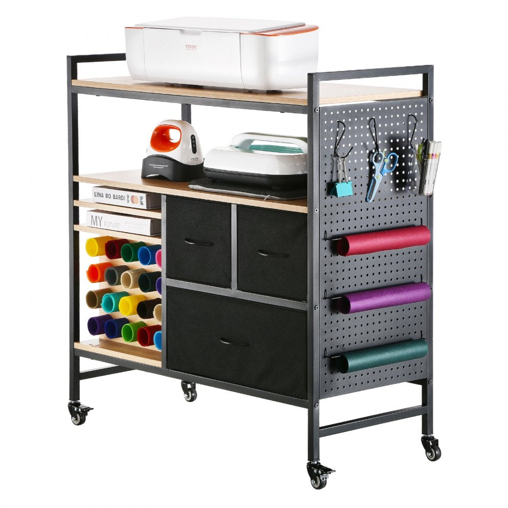 C240407S-01 - Versatile Rolling Craft Cart with 3 Drawers & 20 Vinyl Holders