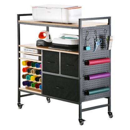 C240407S-01 - Versatile Rolling Craft Cart with 3 Drawers & 20 Vinyl Holders