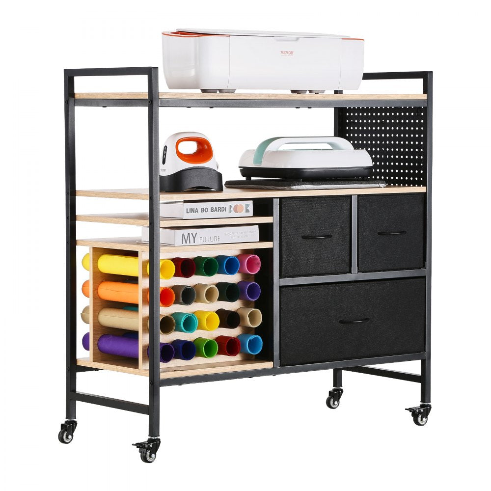 C240407S-01 - Versatile Rolling Craft Cart with 3 Drawers & 20 Vinyl Holders