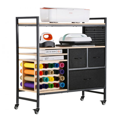 C240407S-01 - Versatile Rolling Craft Cart with 3 Drawers & 20 Vinyl Holders