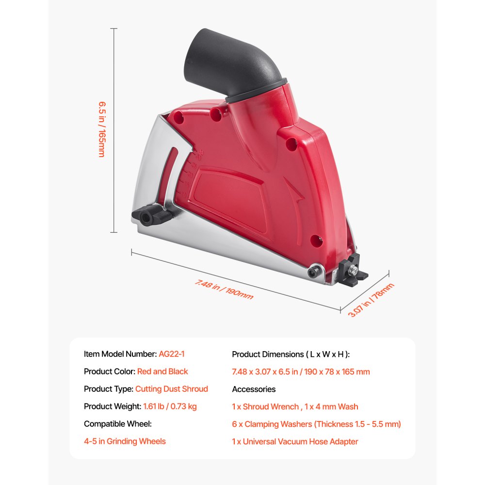 AG22-1 - Adjustable Dust Shroud for Angle Grinders 0-32mm Depth