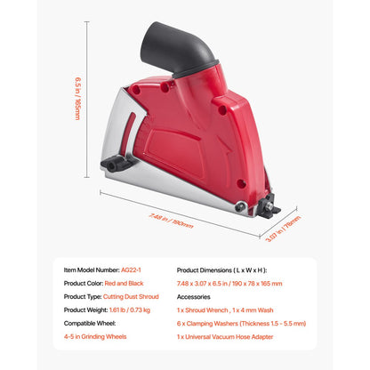 AG22-1 - Adjustable Dust Shroud for Angle Grinders 0-32mm Depth