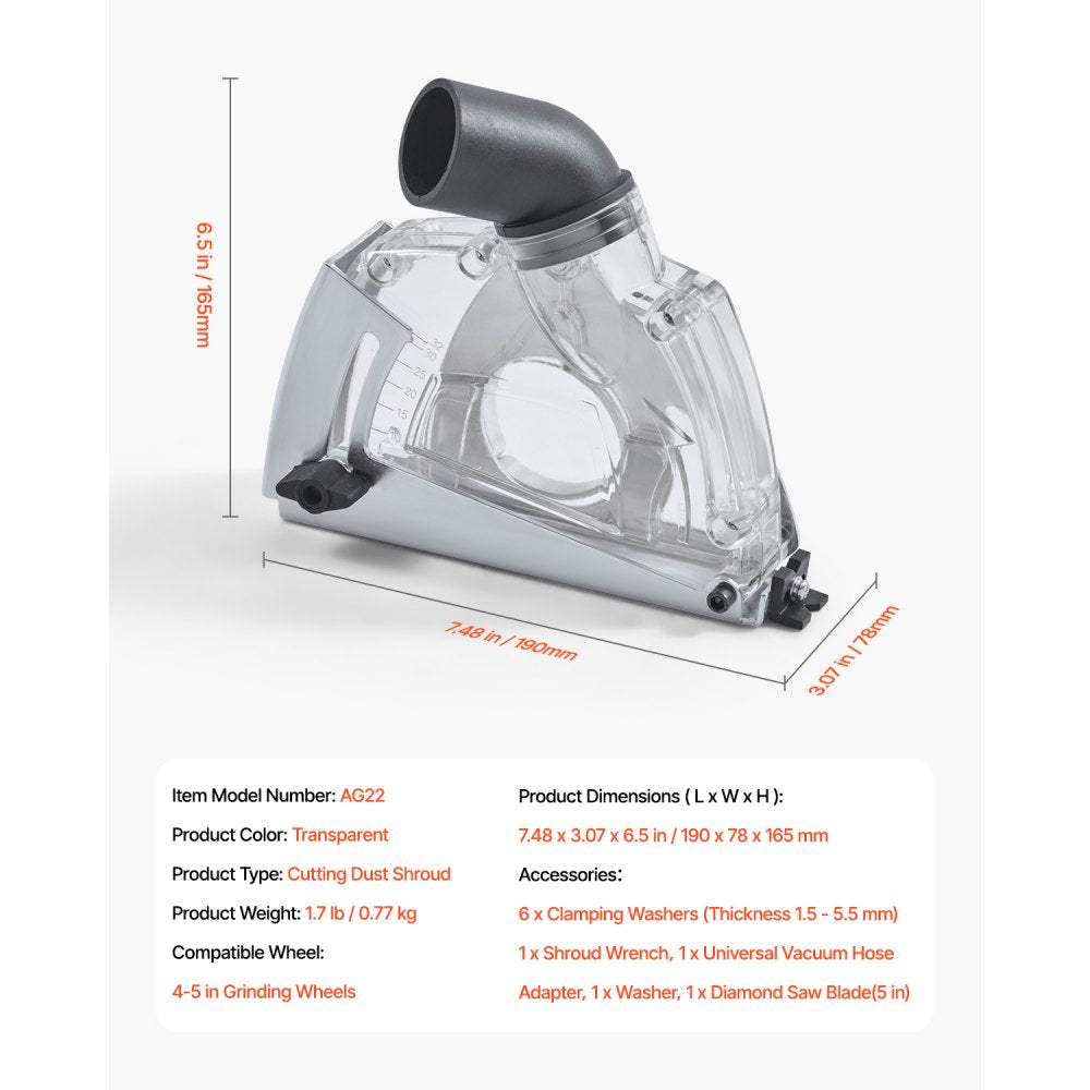 AG22 - Adjustable Depth Dust Shroud for 4-5" Angle Grinders