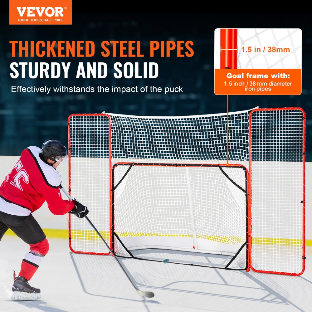 CD-HG04 - Durable 72" Steel Hockey Goal with Practice Rebounder