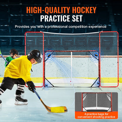 CD-HG04 - Durable 72" Steel Hockey Goal with Practice Rebounder