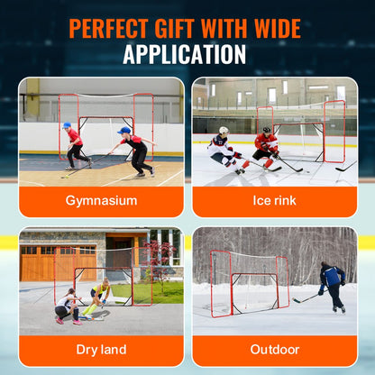 CD-HG04 - Durable 72" Steel Hockey Goal with Practice Rebounder
