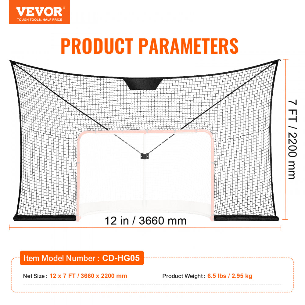 CD-HG05 - 12x7 FT VEVOR Hockey Goal Backstop Net for Training