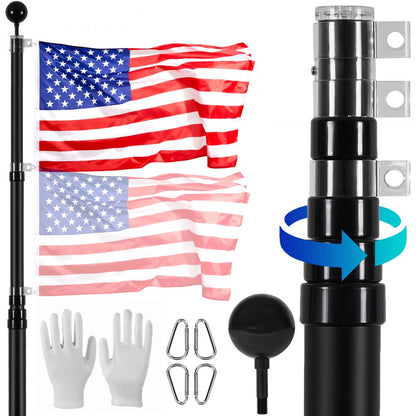 UP-QGSS20 - 20FT Adjustable Aluminum Flagpole Kit for All Weather Conditions