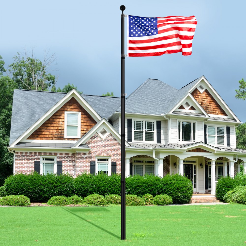 UP-QGSS25 - 25ft Telescopic Aluminum Flagpole Kit with American Flag