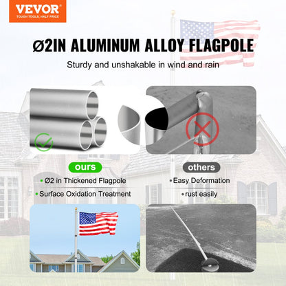 UP-QGSS25 - 25FT Telescoping Aluminum Flag Pole Kit for All Weather
