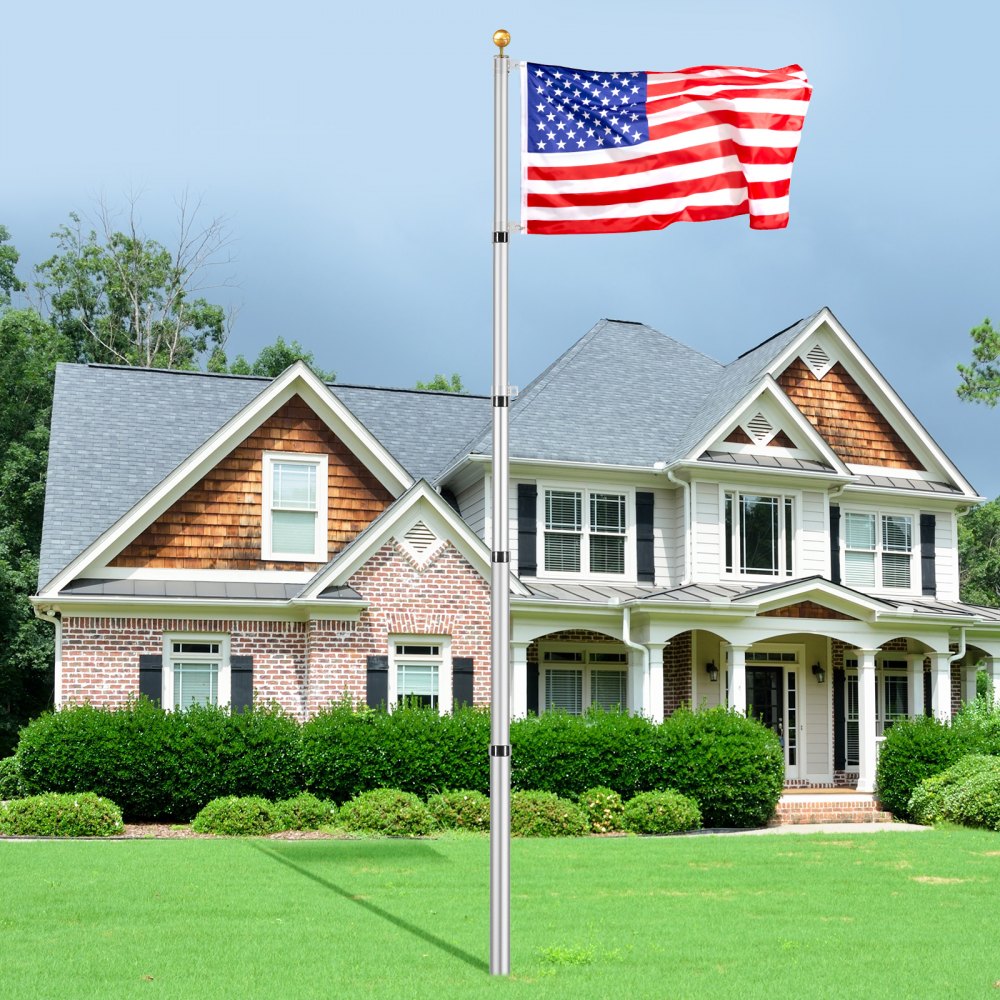 UP-QGSS25 - 25FT Telescoping Aluminum Flag Pole Kit for All Weather