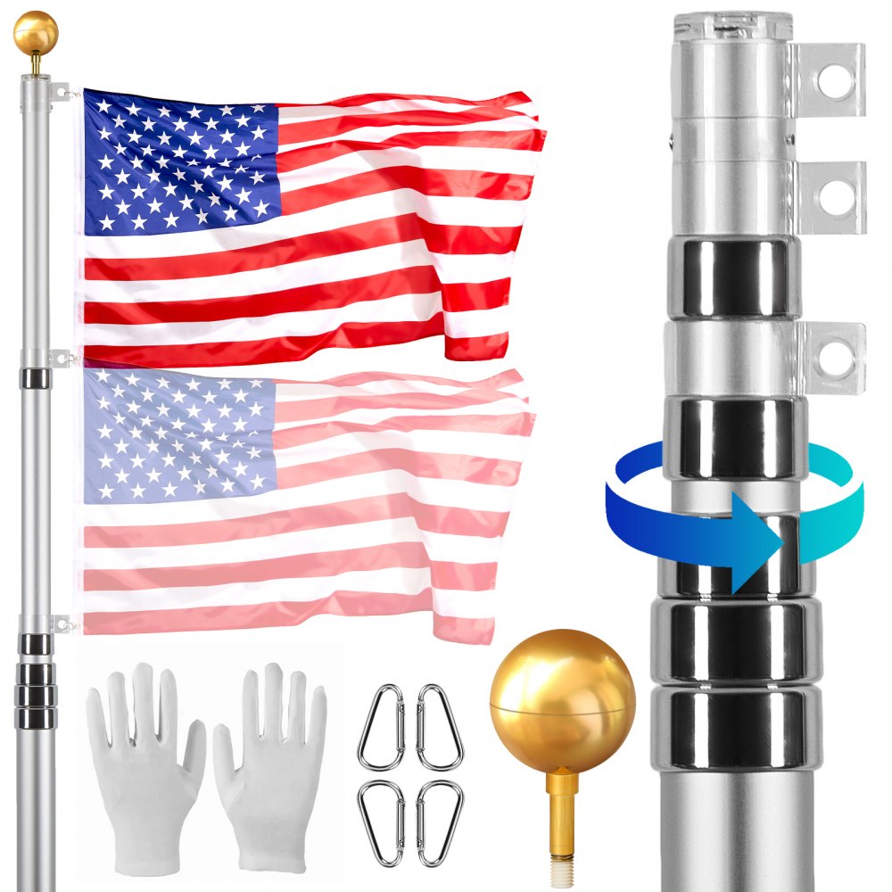 UP-QGSS30 - 30FT Durable Telescoping Flag Pole with Twist-Lock Mechanism