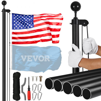 UP-QGTJ25 - 25FT Heavy-Duty Aluminum Flagpole Kit for Outdoor Use
