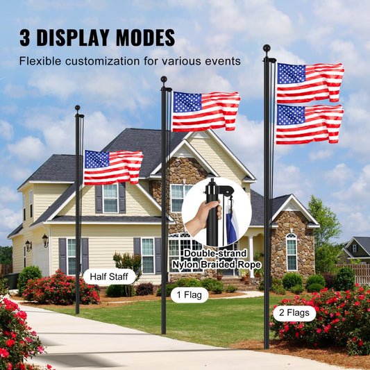 UP-QGTJ30 - 30FT Aluminum Detachable Flagpole Kit with American Flag