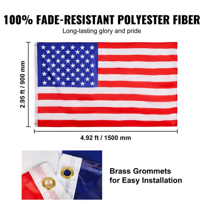 UP-QGTJ30 - 30FT Aluminum Detachable Flagpole Kit with American Flag