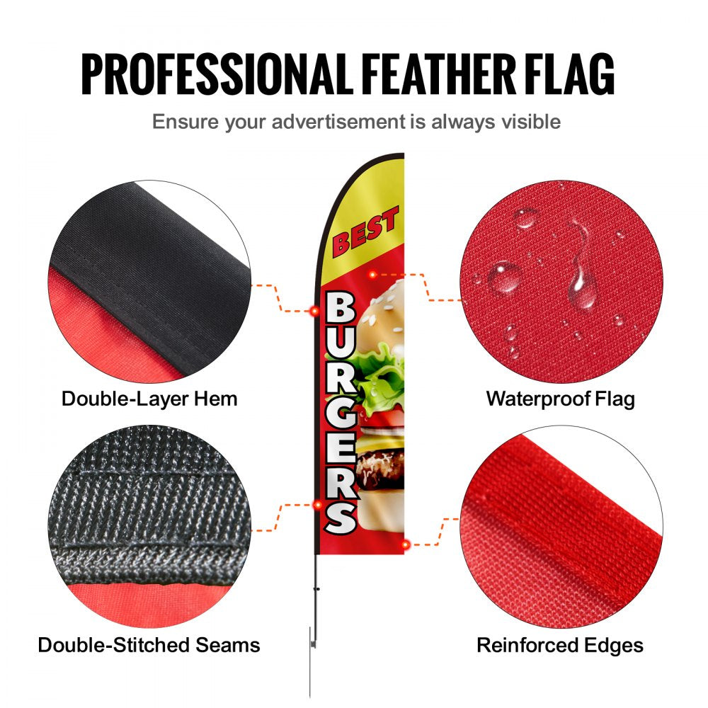 FLB-4.5-1C - 16.3ft VEVOR Feather Flag for Burgers, Weather-Resistant