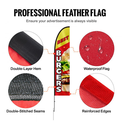 FLB-4.5-1C - 16.3ft VEVOR Feather Flag for Burgers, Weather-Resistant