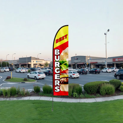FLB-4.5-1C - 16.3ft VEVOR Feather Flag for Burgers, Weather-Resistant