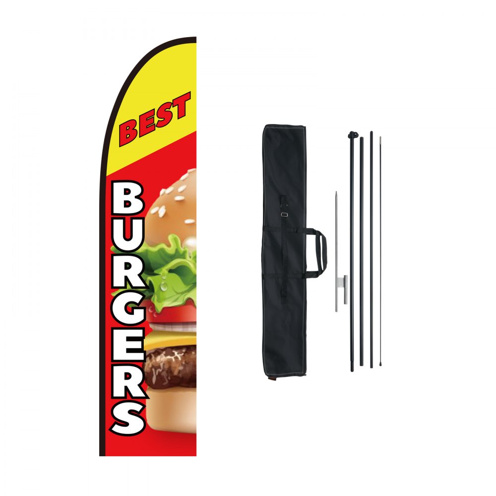 FLB-4.5-1C - 16.3ft VEVOR Feather Flag for Burgers, Weather-Resistant