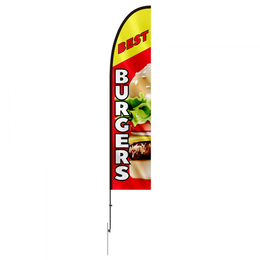 FLB-4.5-1C - 16.3ft VEVOR Feather Flag for Burgers, Weather-Resistant
