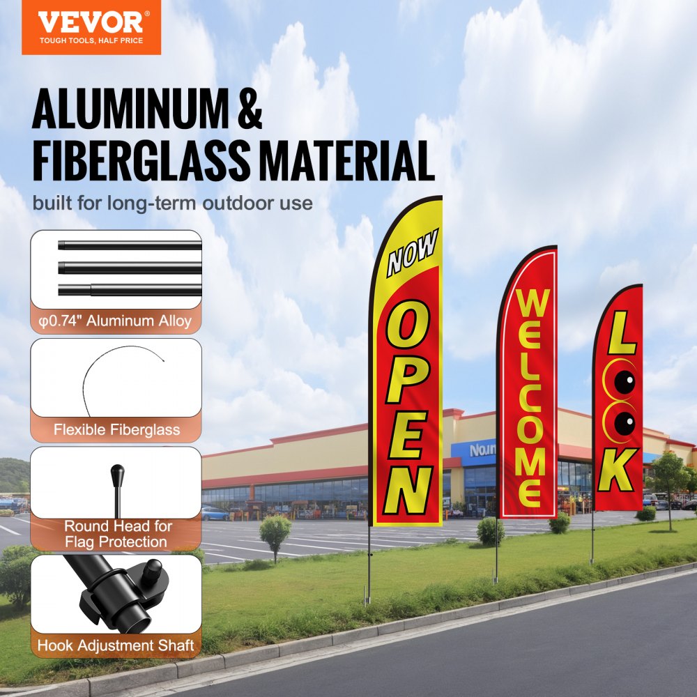 FLB-4.5-3B - 16.3ft Outdoor Open Flags Kit for Business Visibility