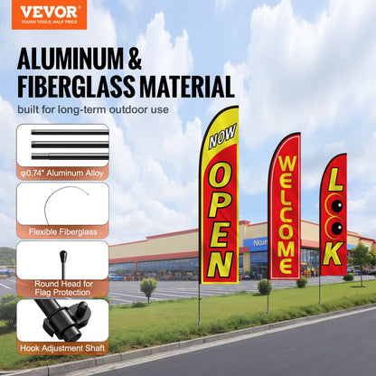 FLB-4.5-3B - 16.3ft Outdoor Open Flags Kit for Business Visibility