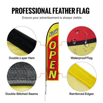 FLB-4.5-3B - 16.3ft Outdoor Open Flags Kit for Business Visibility
