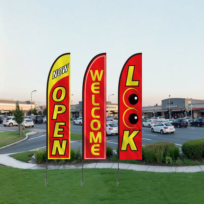 FLB-4.5-3B - 16.3ft Outdoor Open Flags Kit for Business Visibility