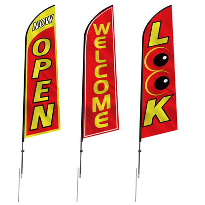 FLB-4.5-3B - 16.3ft Outdoor Open Flags Kit for Business Visibility