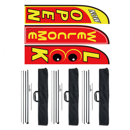 FLB-4.5-3B - 16.3ft Outdoor Open Flags Kit for Business Visibility