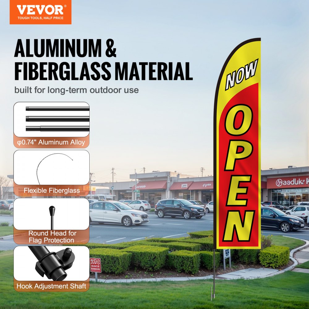 FLB-4.5-1B - 11.15ft Durable Open Flags for Outdoor Business Use