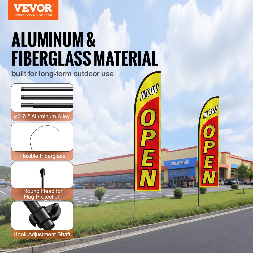 FLB-4.5-2C - 16.3ft VEVOR Outdoor Open Advertising Flags with Ground Stake