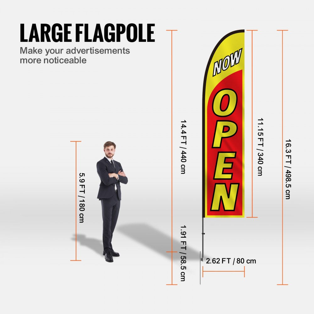 FLB-4.5-2C - 16.3ft VEVOR Outdoor Open Advertising Flags with Ground Stake
