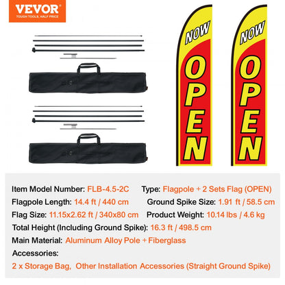 FLB-4.5-2C - 16.3ft VEVOR Outdoor Open Advertising Flags with Ground Stake