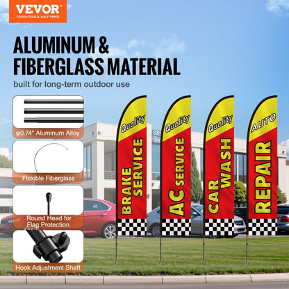 FLB-4.5-3B - 16.3FT VEVOR Feather Flag Kit for Auto Repair Marketing