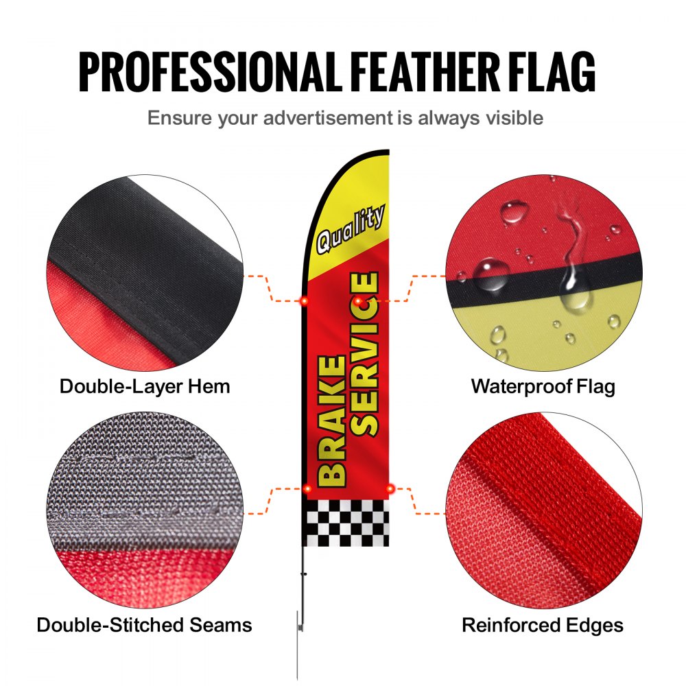 FLB-4.5-3B - 16.3FT VEVOR Feather Flag Kit for Auto Repair Marketing