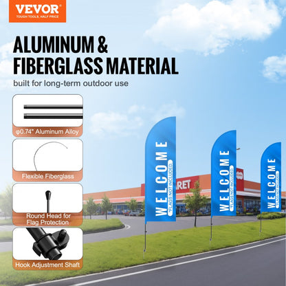 FLB-3.4-2 - 12.7ft VEVOR Feather Flag Pole Kit for Maximum Brand Exposure