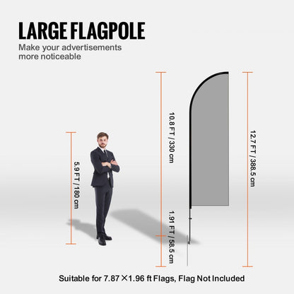 FLB-3.4-2 - 12.7ft VEVOR Feather Flag Pole Kit for Maximum Brand Exposure