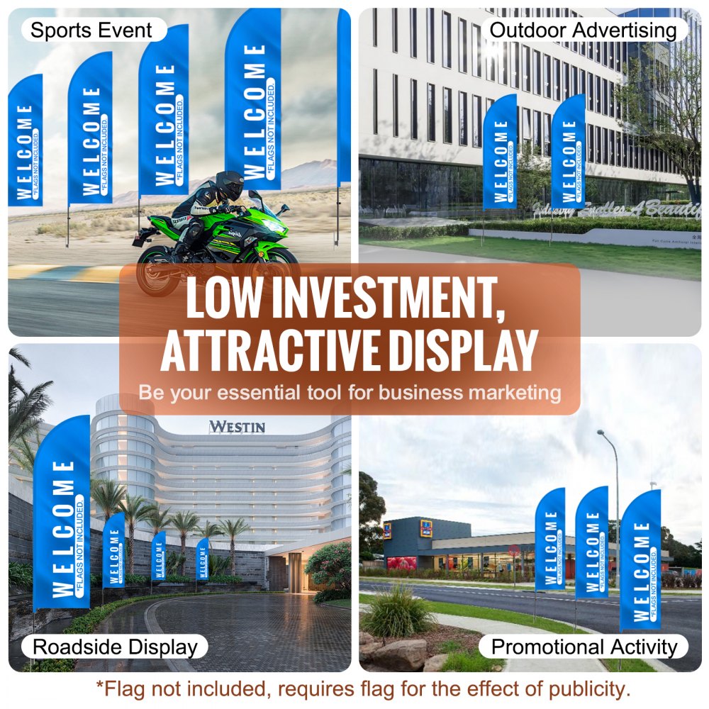 FLB-3.4-2 - 12.7ft VEVOR Feather Flag Pole Kit for Maximum Brand Exposure