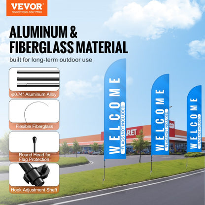 FLB-4.5-1 - 16.3ft Durable Feather Flag Pole Kit for Outdoor Advertising