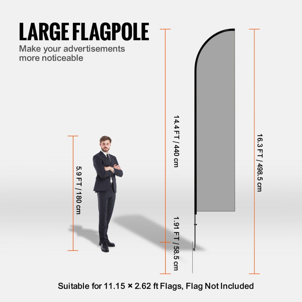 FLB-4.5-1 - 16.3ft Durable Feather Flag Pole Kit for Outdoor Advertising