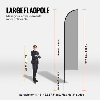 FLB-4.5-1 - 16.3ft Durable Feather Flag Pole Kit for Outdoor Advertising