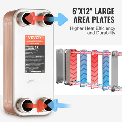 EATB28-30 - 5"x12" VEVOR Stainless Steel Heat Exchanger for Efficient Heating