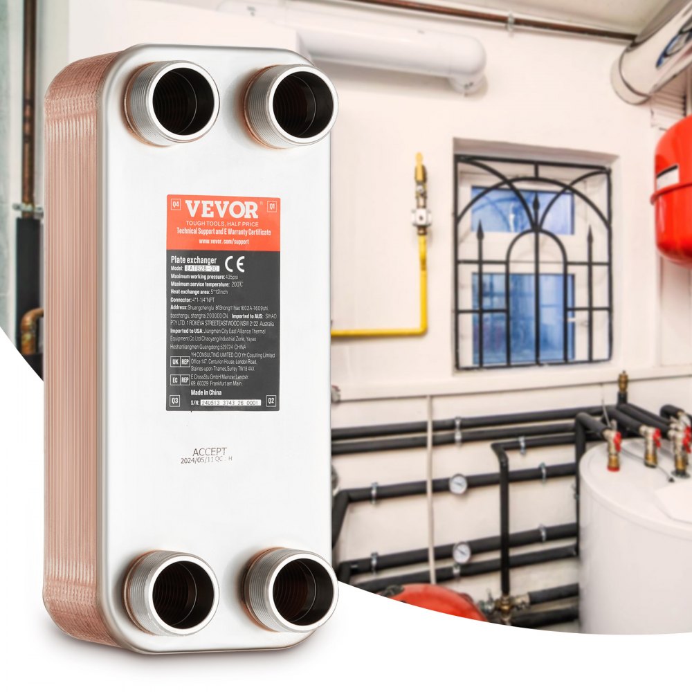 EATB28-30 - 5"x12" VEVOR Stainless Steel Heat Exchanger for Efficient Heating