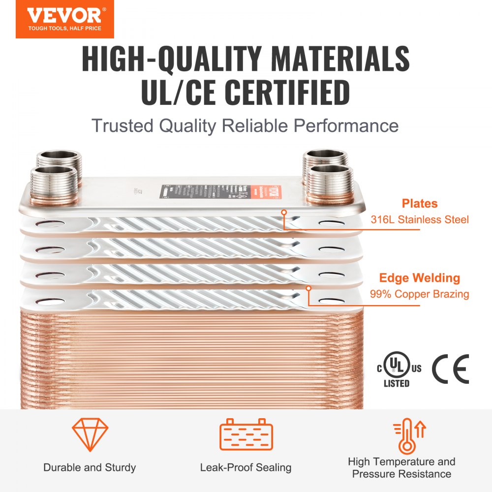 EATB28-50 - 50 Plates 5"x12" Stainless Steel Heat Exchanger for Efficient Heating