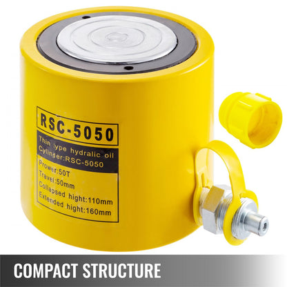 010843670991 - Heavy-Duty 50T Hydraulic Cylinder Jack, 2" Stroke, Durable Metal